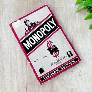 PARKER BROS Vintage 50s  Monopoly Game Wooden Pieces Cards Money Dice COMPLETE